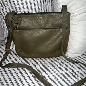Fossil Green Leather Crossbody Bag